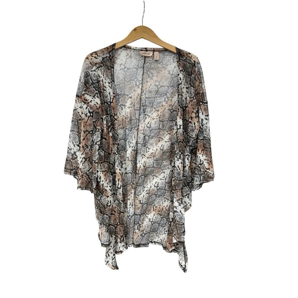 Willow‎ & Root Snake Print Sheer Kimono Layering Piece Bell Sleeve Womens Large